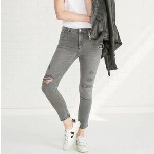 Agolde Jeans Women's 30 Grey Mid-Rise Skinny Distressed Premium Denim